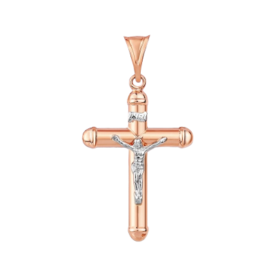 Kreuz Anhänger aus Rot/ Weißgold 585
