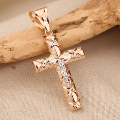 Goldkreuz aus Rot/ Weißgold 585