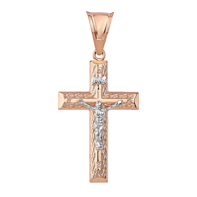 Goldkreuz aus Rot/ Weißgold 585