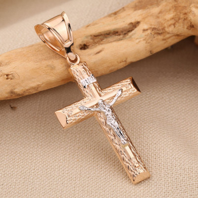 Goldkreuz aus Rot/ Weißgold 585