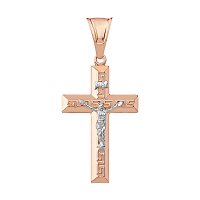 Kreuz Anhänger aus Rot/ Weißgold 585
