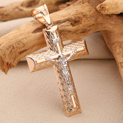 Goldkreuz aus Rot/ Weißgold 585