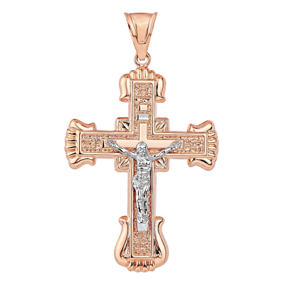 Kreuz Anhänger aus Rot/ Weißgold 585