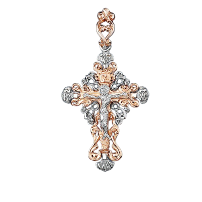 Goldkreuz aus Rot/ Weißgold 585