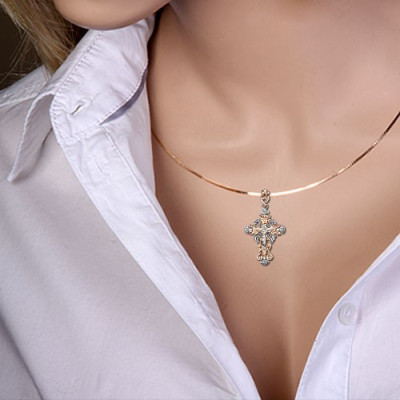 Goldkreuz aus Rot/ Weißgold 585