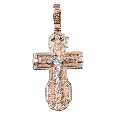 Kreuz Anhänger aus Rot/ Weißgold 585