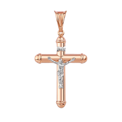 Kreuz Anhänger aus Rot/ Weißgold 585