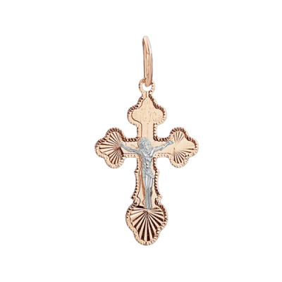 Kreuz Anhänger aus Rot/ Weißgold 585