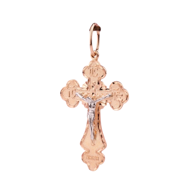 Kreuz Anhänger aus Rot/ Weißgold 585