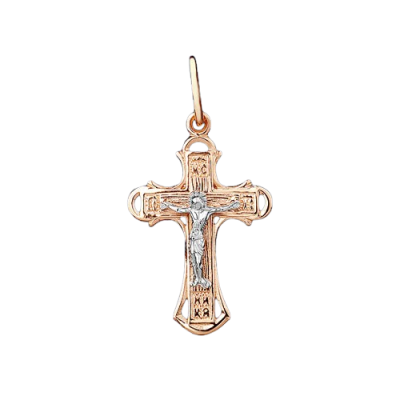 Goldkreuz aus Rot/ Weißgold 585
