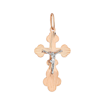 Kreuz Anhänger aus Rot/ Weißgold 585