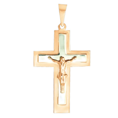 Kreuz Anhänger aus Rot/ Weißgold 585