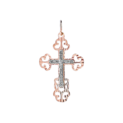 Kreuz Anhänger aus Rot/ Weißgold 585