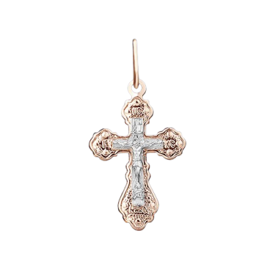 Kreuz Anhänger aus Rot/ Weißgold 585