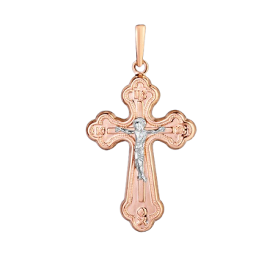Kreuz Anhänger aus Rot/ Weißgold 585