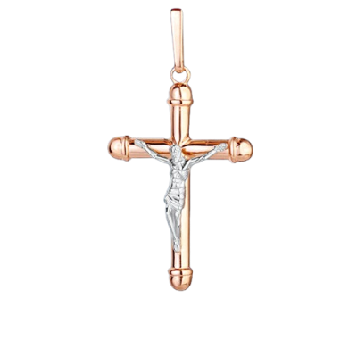 Kreuz Anhänger aus Rot/ Weißgold 585