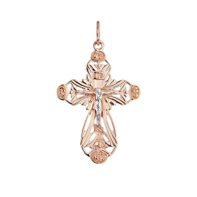 Kreuz Anhänger aus Rot/ Weißgold 585