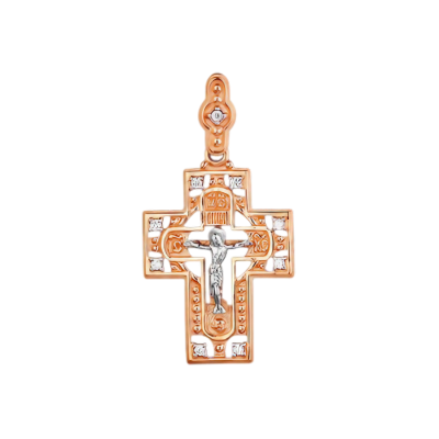 Goldkreuz aus Rot/ Weißgold 585