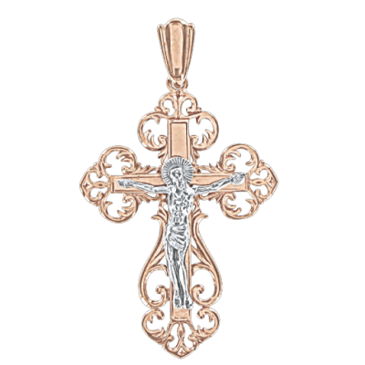 Kreuz Anhänger aus Rot/ Weißgold 585