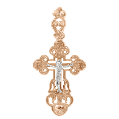 Kreuz Anhänger aus Rotgold/ Weißgold 585
