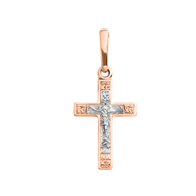 Kreuz Anhänger aus Rot/ Weißgold 585