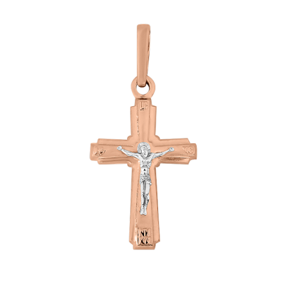 Kreuz Anhänger aus Rot/ Weißgold 585