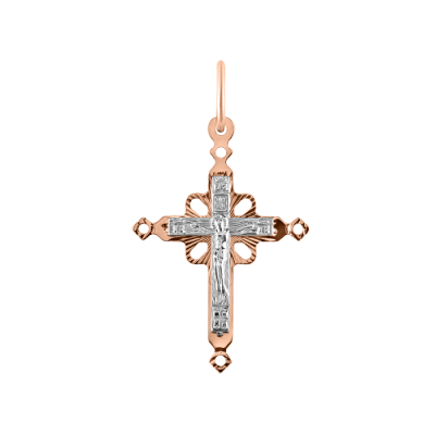Kreuz Anhänger aus Rot/ Weißgold 585