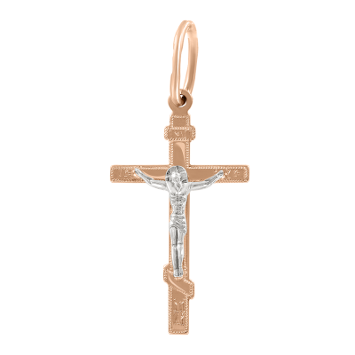Kreuz Anhänger aus Rot/ Weißgold 585