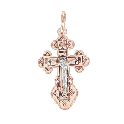 Kreuz Anhänger aus Rot/ Weißgold 585