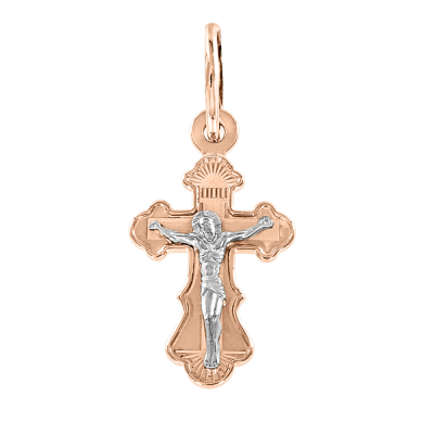 Kreuz Anhänger aus Rot/ Weißgold 585