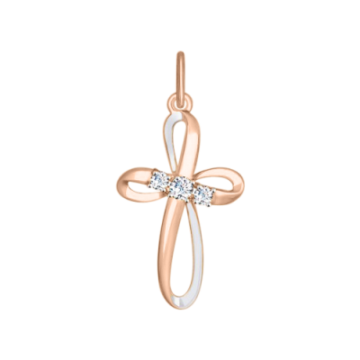 Kreuz Anhänger aus Rot/ Weißgold 585 mit Zirkonia