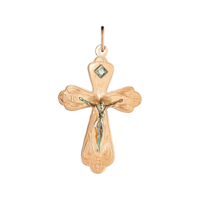 Goldkreuz aus Rot/ Weißgold 585 mit Zirkonia