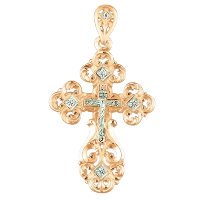 Kreuz Anhänger aus Rot/ Weißgold 585 mit Zirkonia