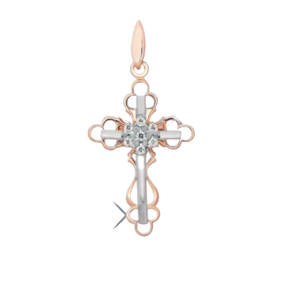 Kreuz Anhänger aus Rot/ Weißgold 585 mit Zirkonia
