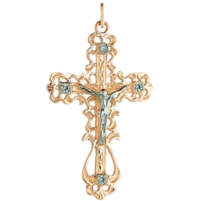 Kreuz Anhänger aus Rot/ Weißgold 585 mit Zirkonia