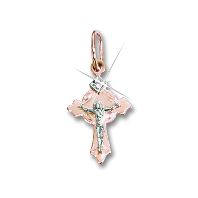 Kreuz Anhänger aus Rot/ Weißgold 585 mit Zirkonia