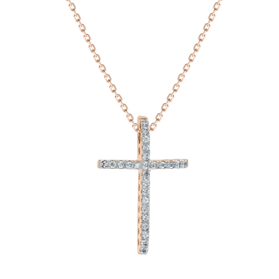 Goldkreuz aus Rotgold 585 mit Brillant