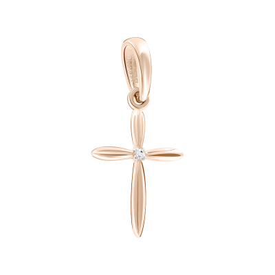 Goldkreuz aus Rotgold 585 mit Brillant