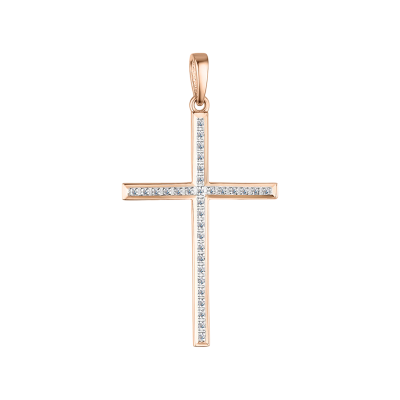 Kreuz Anhänger aus Rotgold 585 mit Brillant