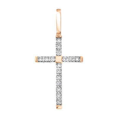 Goldkreuz aus Rotgold 585 mit Brillant