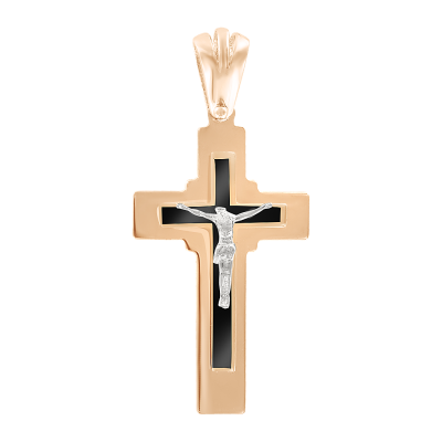 Kreuz Anhänger aus Rotgold 585 mit Emaille