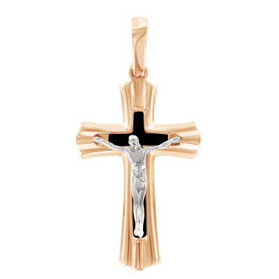 Kreuz Anhänger aus Rotgold 585 mit Emaille