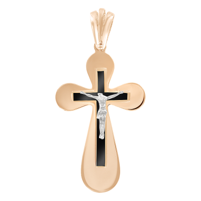 Kreuz Anhänger aus Rotgold 585 mit Emaille