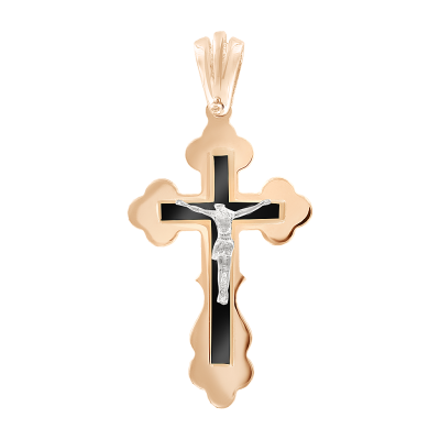 Kreuz Anhänger aus Rotgold 585 mit Emaille