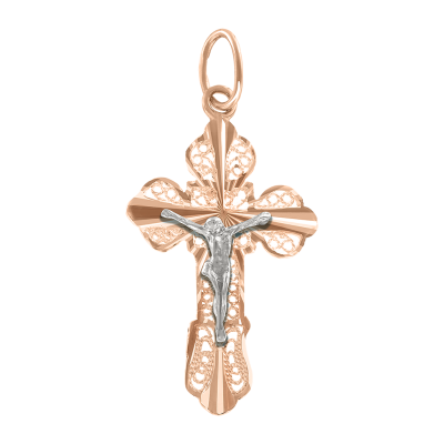 Kreuz Anhänger aus Rotgold 585