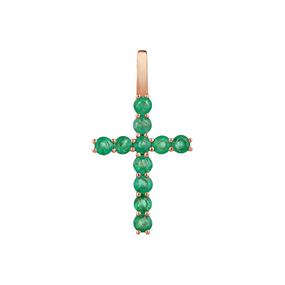 Anhänger - Kreuz aus Rotgold 585 mit Smaragd