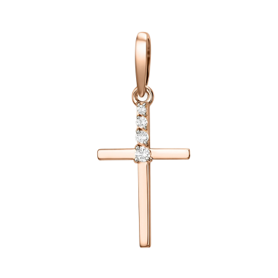 Goldkreuz aus Rotgold 585 mit Zirkonia