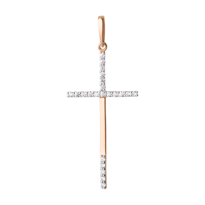 Goldkreuz aus Rotgold 585 mit Zirkonia