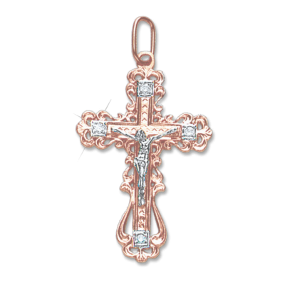 Kreuz Anhänger aus Rotgold 585 mit Zirkonia