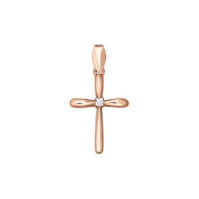 Kreuz Anhänger aus Rotgold 585 mit Zirkonia